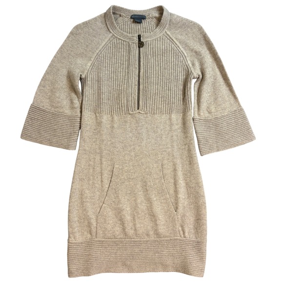 Armani Exchange Dresses & Skirts - Armani Exchange Wool Cashmere Blend Quarter Zip Sweater Dress Beige Womens XS